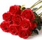 8PCS Red Roses Artificial Flowers Realistic Long Stem Fake Roses Bouquet()